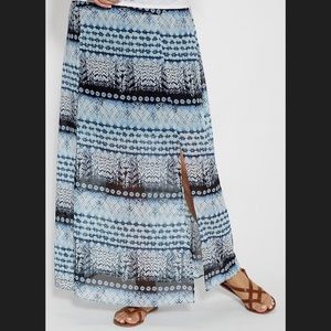 Blue Slitted Skirt